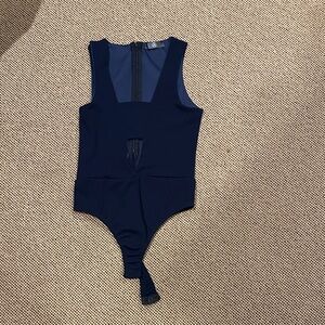 Navy Blue bodysuit with cut out In middle